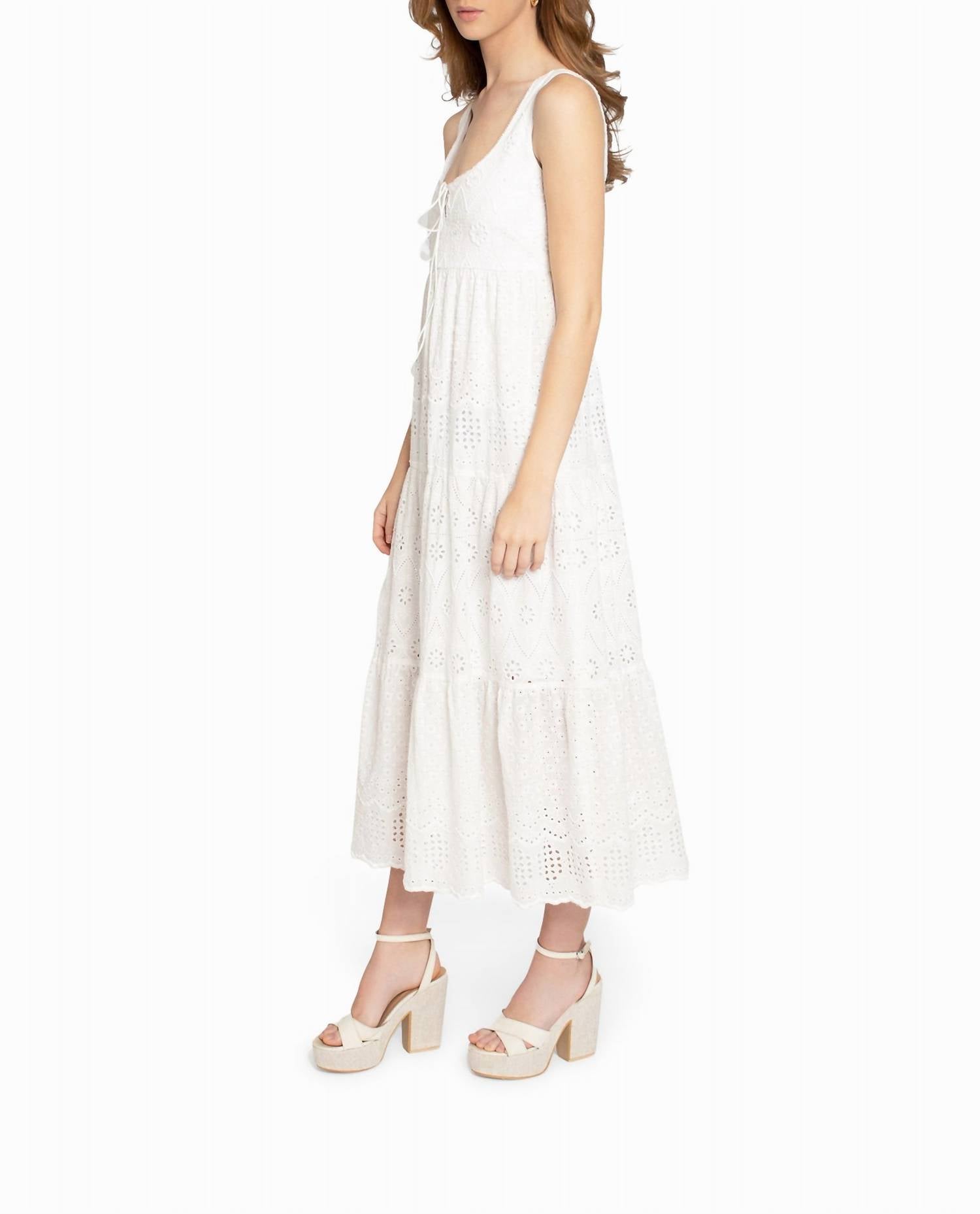 Nicole Miller - Embellished Eyelet Maxi Dress