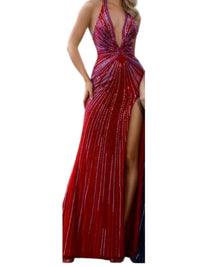 Portia&Scarlett - V Neck With High Leg Slit Gown