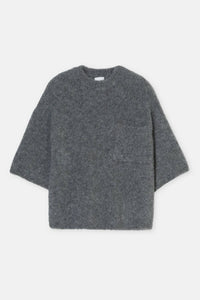 CLOSED Short-sleeved Alpaca Sweater in dark grey melange - women's sweater - view 6