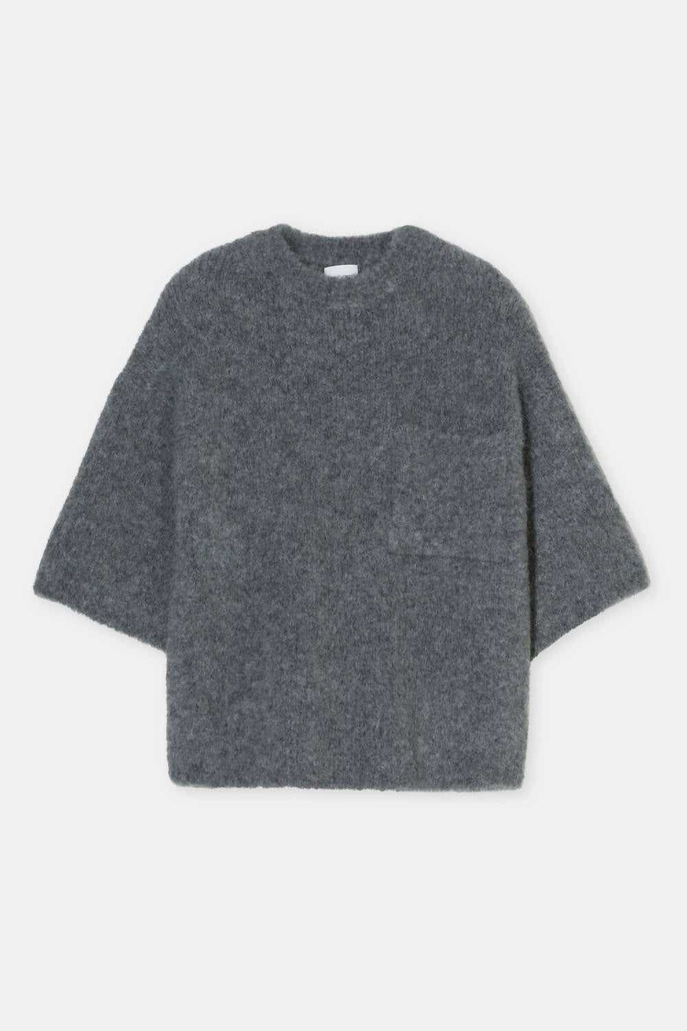 CLOSED Short-sleeved Alpaca Sweater in dark grey melange - women's sweater - view 6