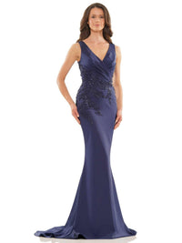 Colors Dress - Wrapped V-neck Applique Gown