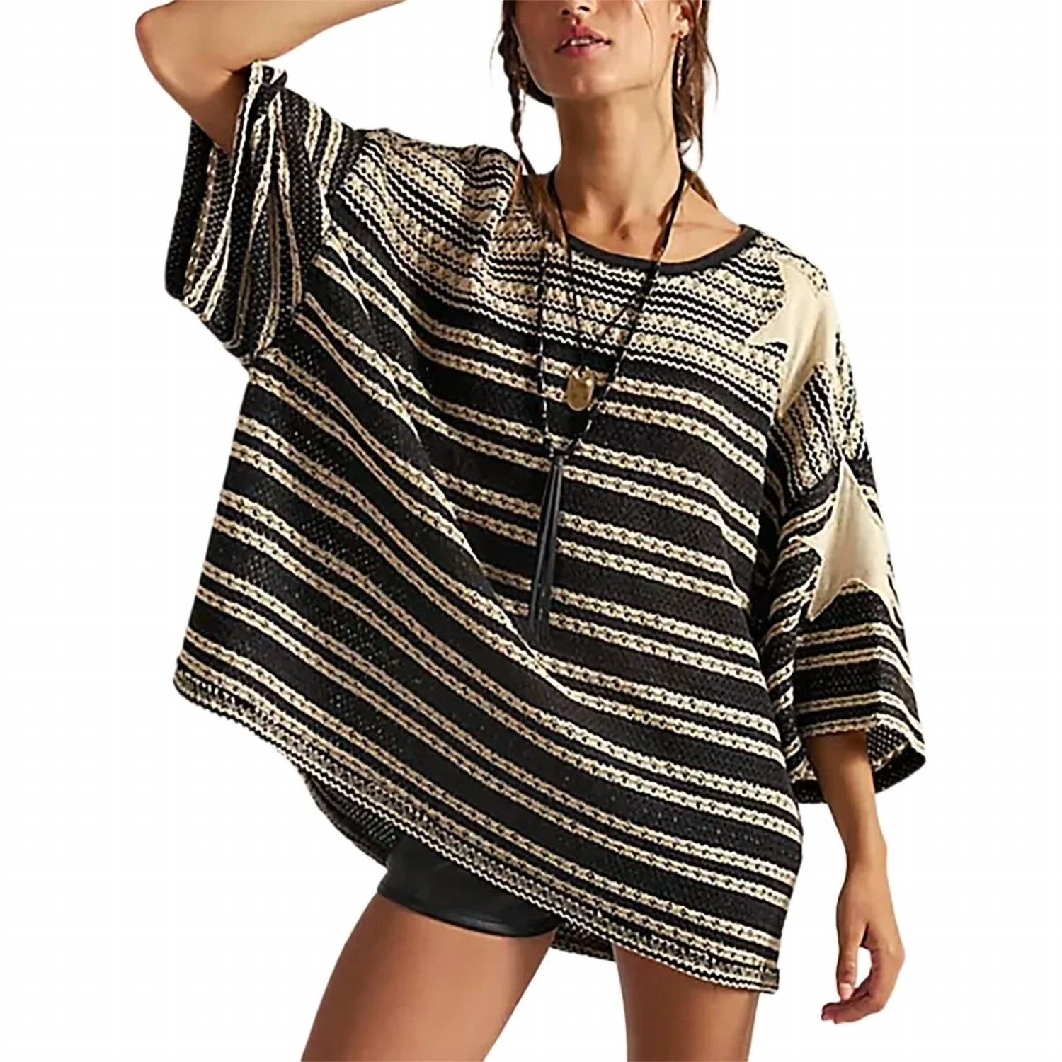 Free People Fun In the Sun Sweater in the sun sweater in black - women's sweater