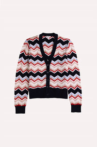 Minnie Rose - Chevron V Neck Cardigan