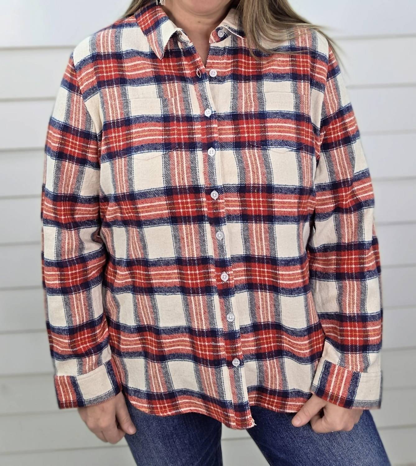 Keren Hart - Plaid Button Down Shirt With Buttons In The Back