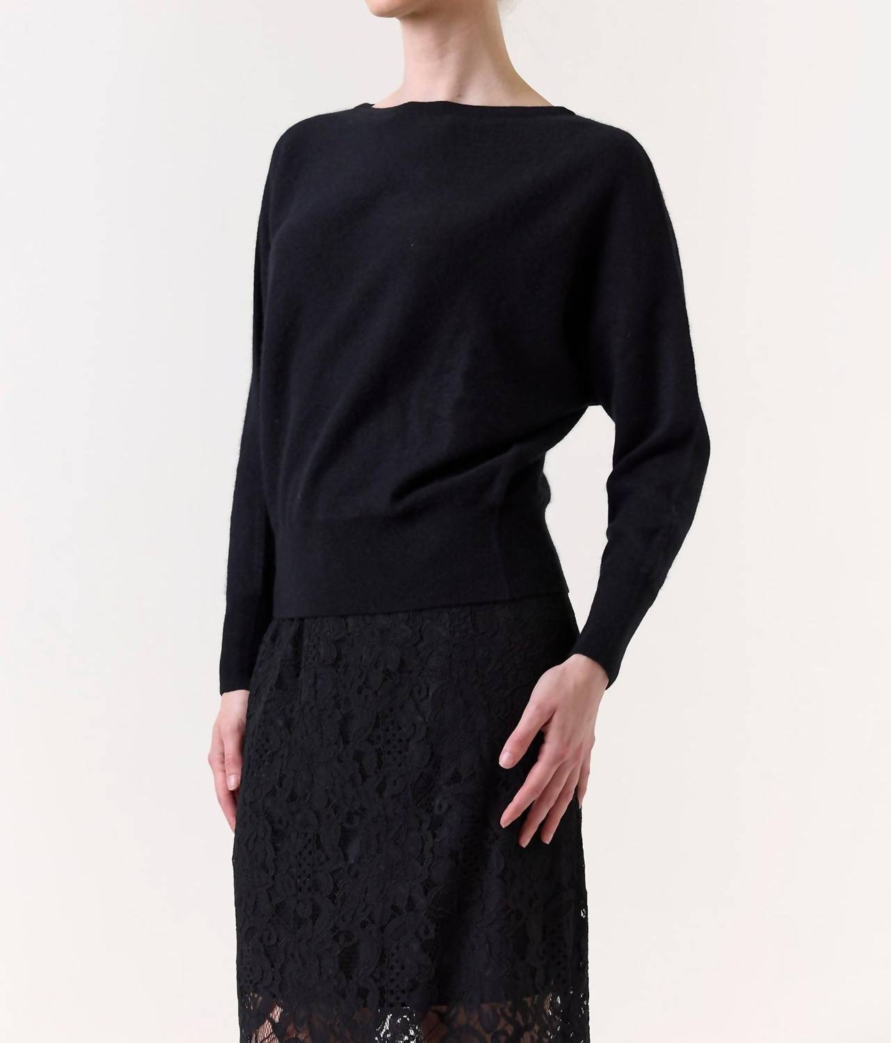 Brodie Cashmere Maldives Boat Neck Sweater in black - women's sweater