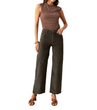 Vivid - Corduroy Wide Leg Crop Jeans