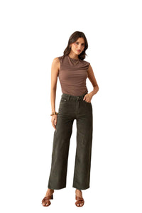 Vivid - Corduroy Wide Leg Crop Jeans