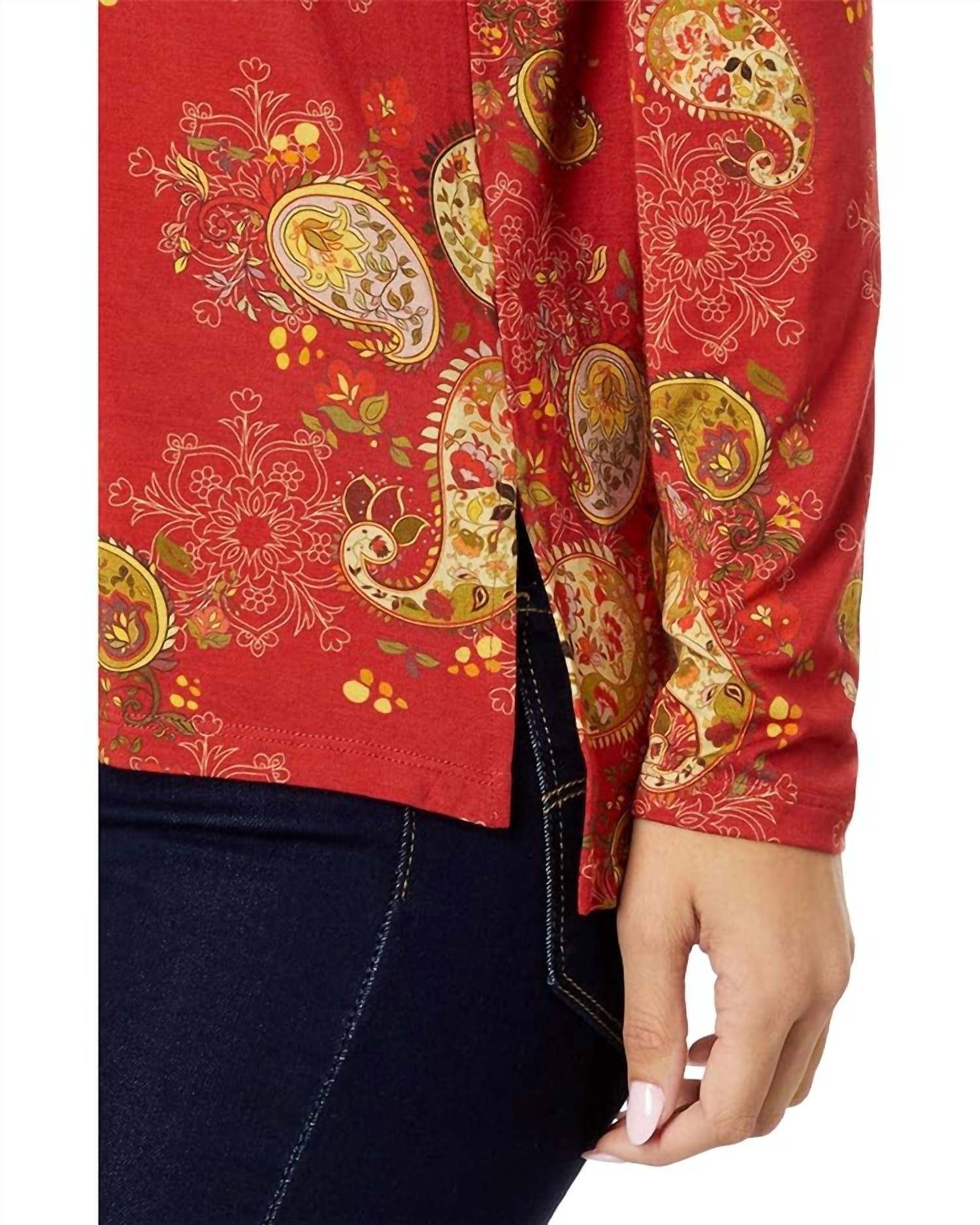 Paisley Lace Mock Neck Top