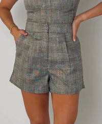 Karina Grimaldi Taylor High Waisted Shorts in plaid - women's shorts