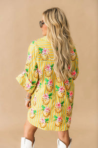 Queen Of Sparkles - Coconut Drink Button Up Cotton Tunic Dress