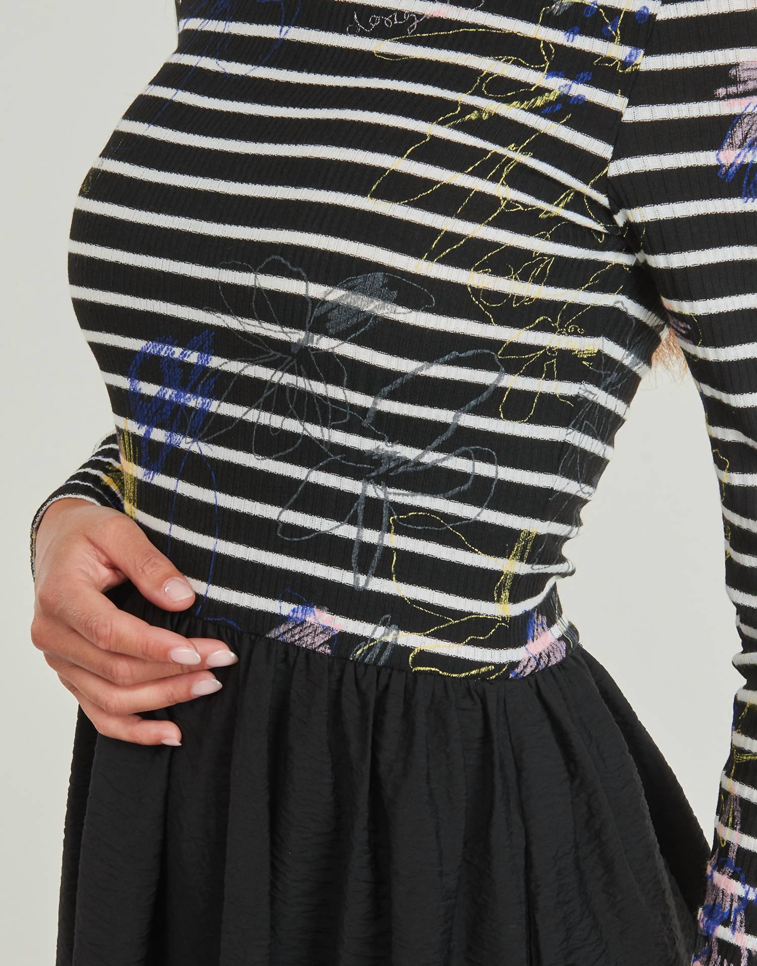Desigual Vest Raya Hibrida Long Sleeve Dress in black - women's dress - alternate view