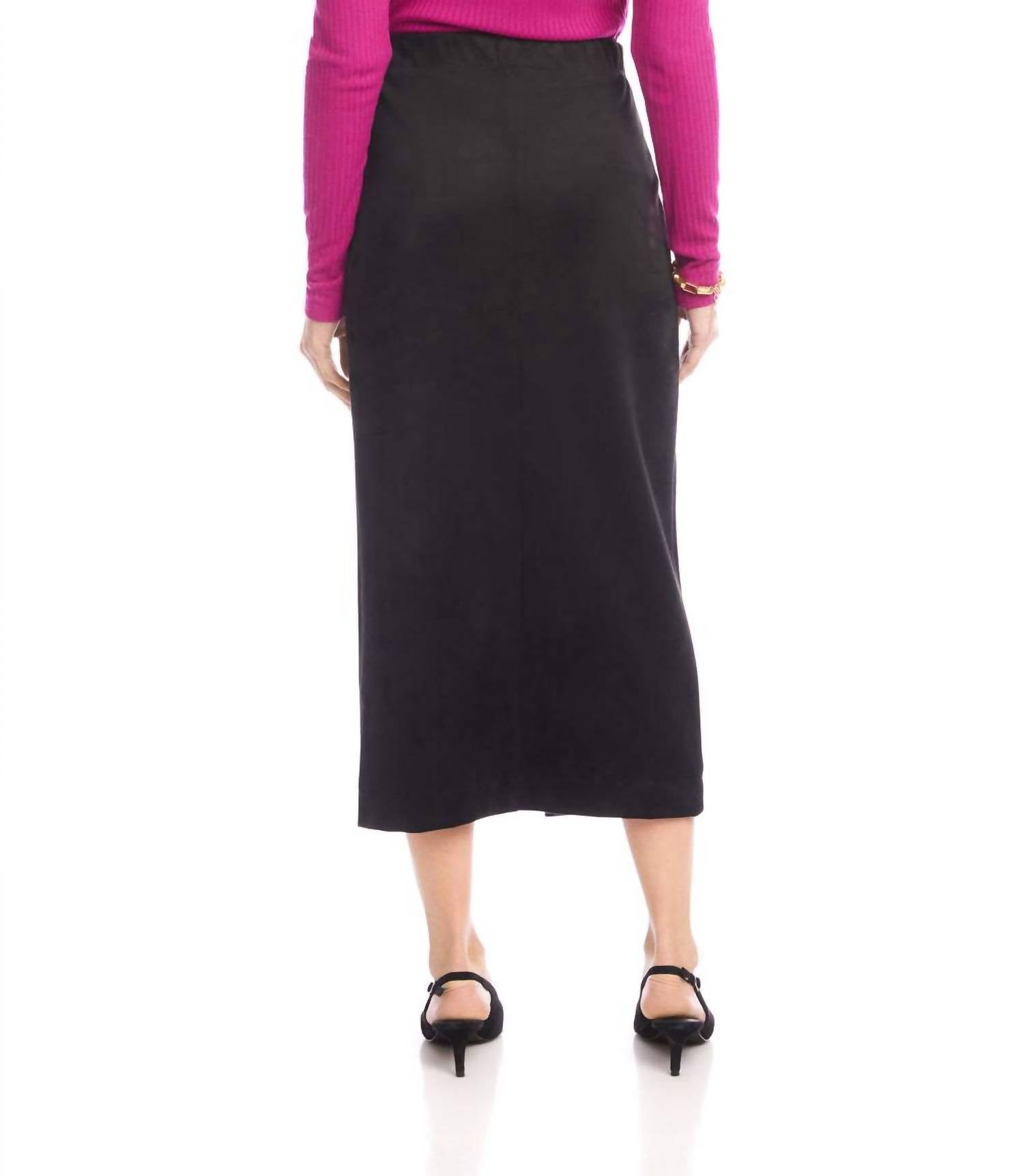 Karen Kane Faux Suede Front Slit Skirt in black 1 - women's skirt - view 4