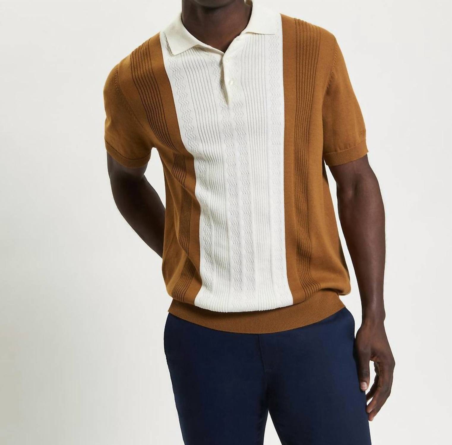Ben Sherman - Textured Block Stripe Knitted Polo