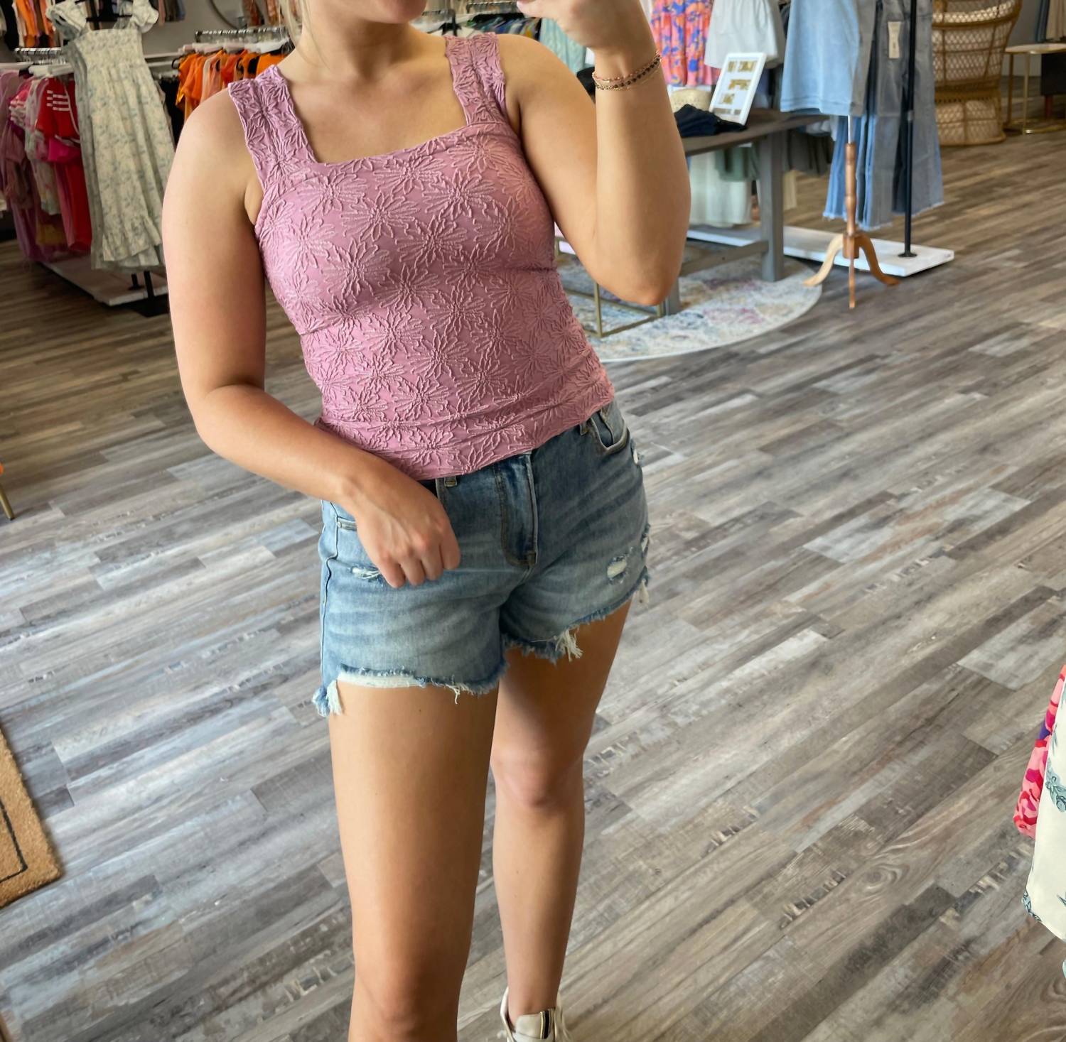 So Me - Floral Jacquard Seamless Tank Top