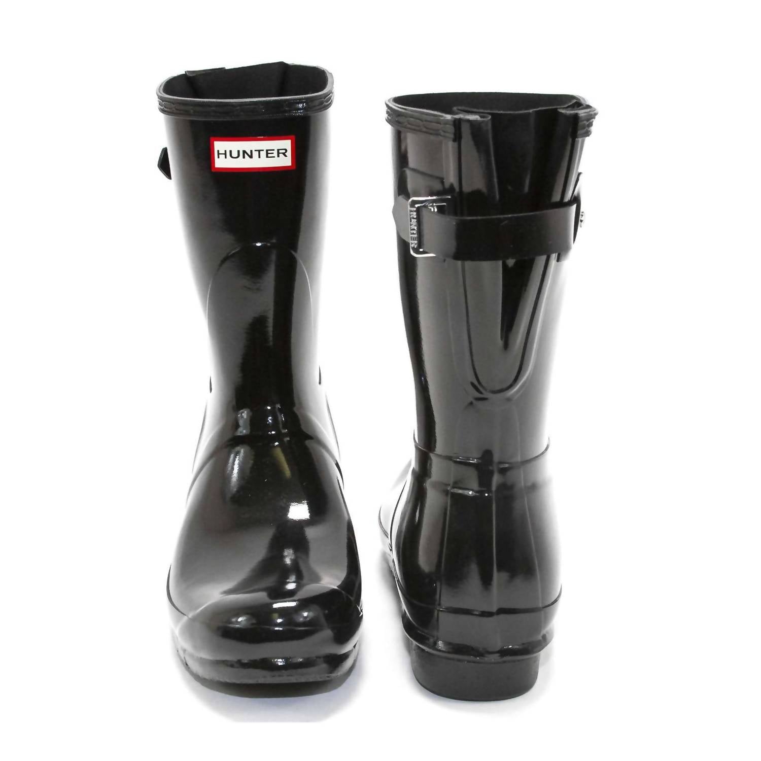 HUNTER Women's Original Short Back Adjustable Gloss Rain Boots in black - women's shoe - view 4