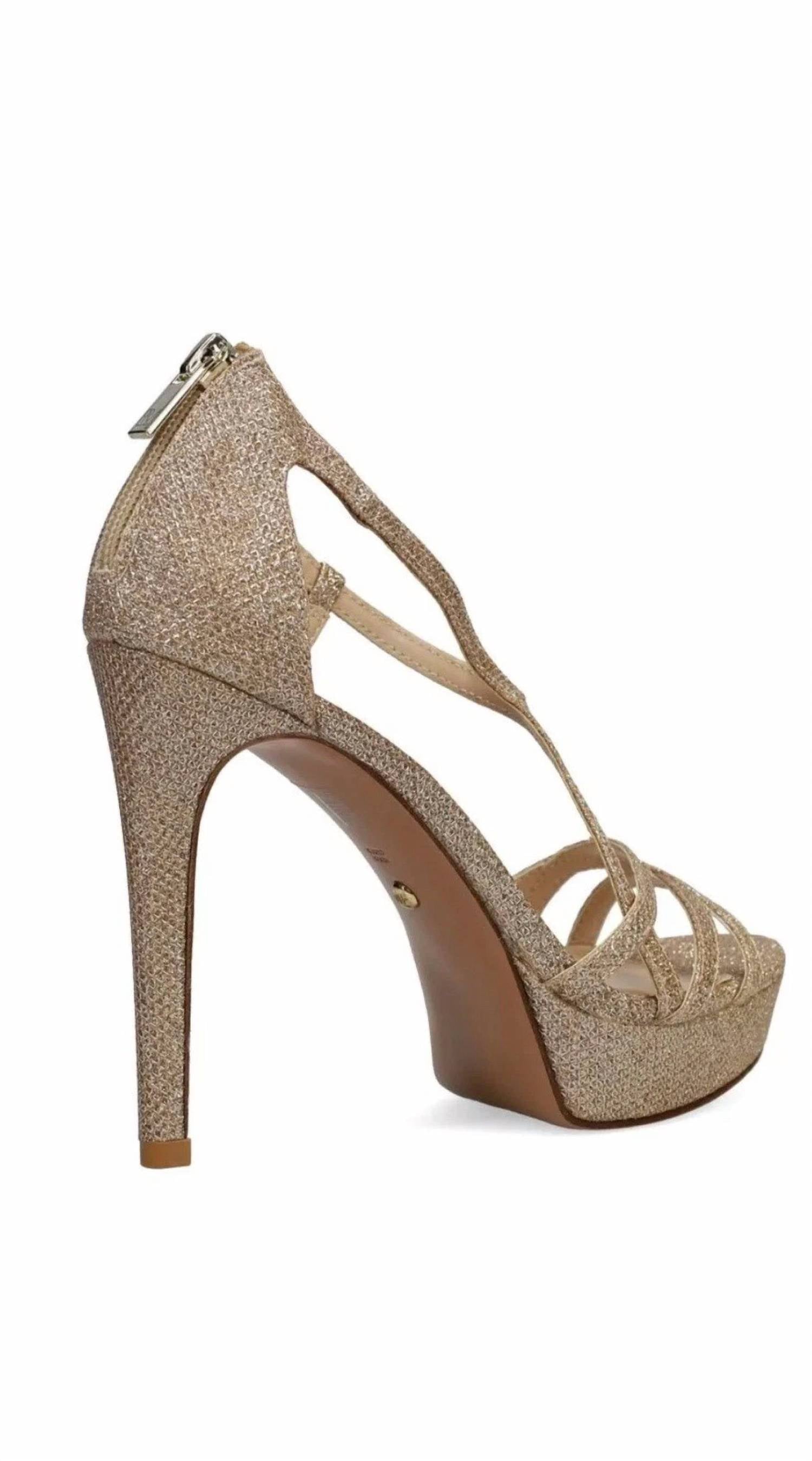 PELLE MODA Women's Oneda X Platform Rear Zip Platform Sandals in gold - women's sandal - alternate view
