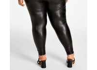 Nina Parker Faux Leather High Rise Leggings - Plus in black - women's pants - alternate view