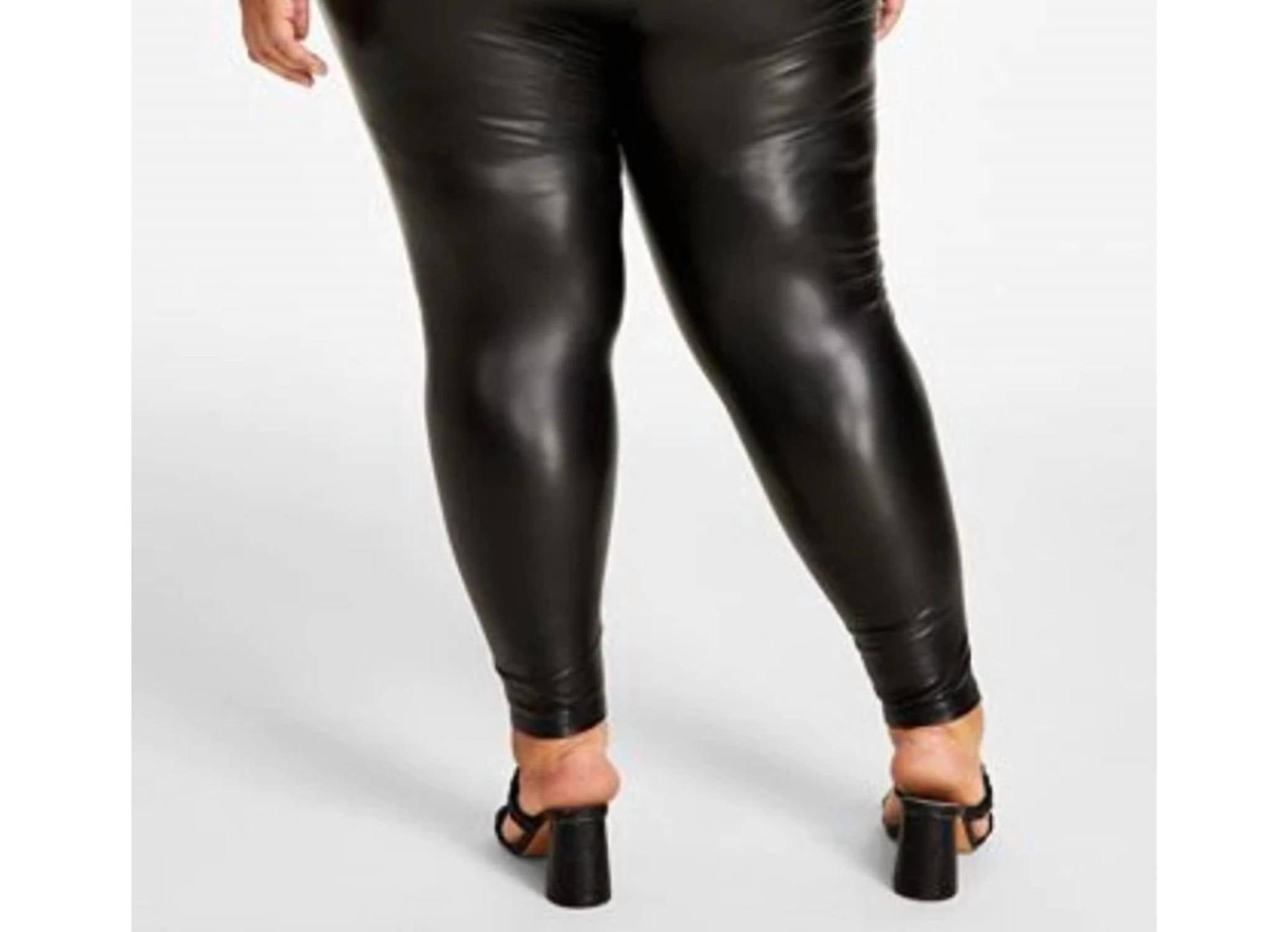 Nina Parker Faux Leather High Rise Leggings - Plus in black - women's pants - alternate view
