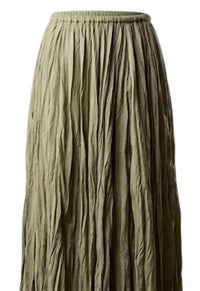 Elle Grey - Women's Elegant Crinkled Maxi Skirt