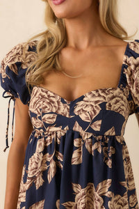 OLIVACEOUS Floral Baby Doll Dress in midnight blue - women's dress - alternate view