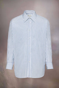 Maison Margiela Stripe Cotton Shirt in white blue - men's shirt - alternate view