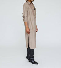 Raquel Allegra Tuxedo Dress in dark taupe - women's dress - detail view