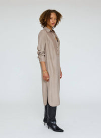 Raquel Allegra Tuxedo Dress in dark taupe - women's dress - alternate view
