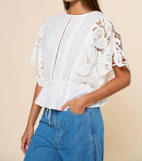 Lalavon - Lace Eyelet Blouse