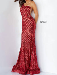 JOVANI One Shoulder Beaded Dress in blush nude - women's dress - detail view