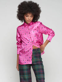 Vilagallo - ROSA SILK PRINT EQUESTRIAN SHIRT