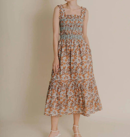 Aureum - Floral Smocked Midi Dress