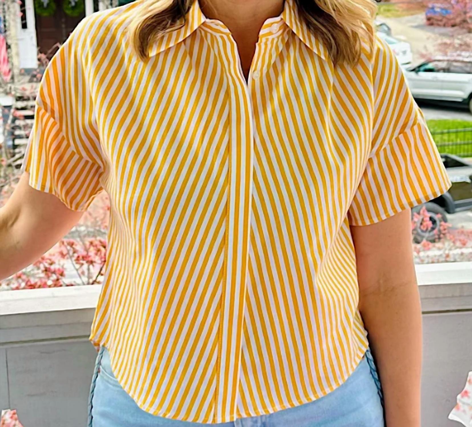 Dolce Cabo - Poplin Stripe High Low Top