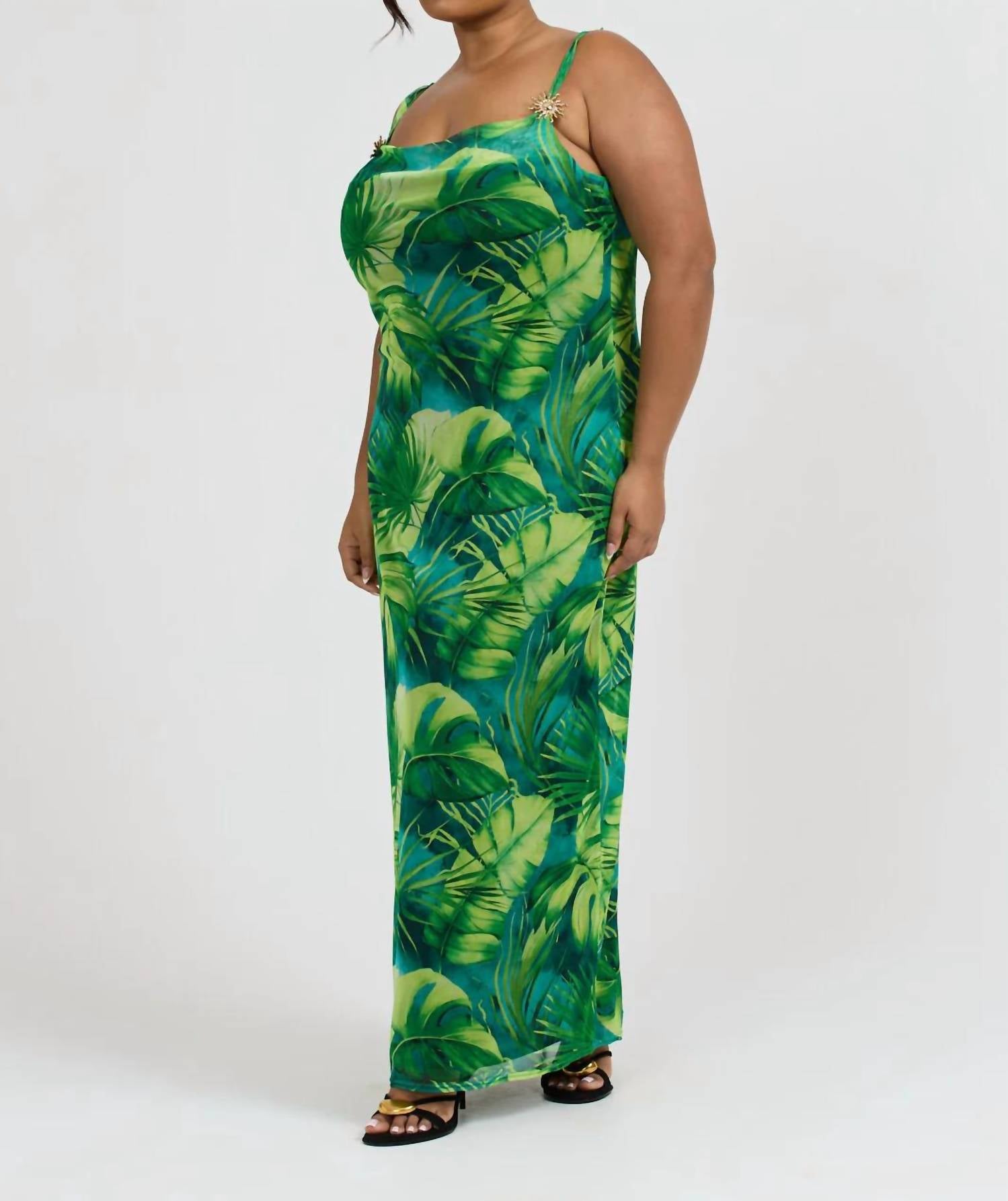 Fashion Szn Curve - Palm Print Maxi Dress - Plus