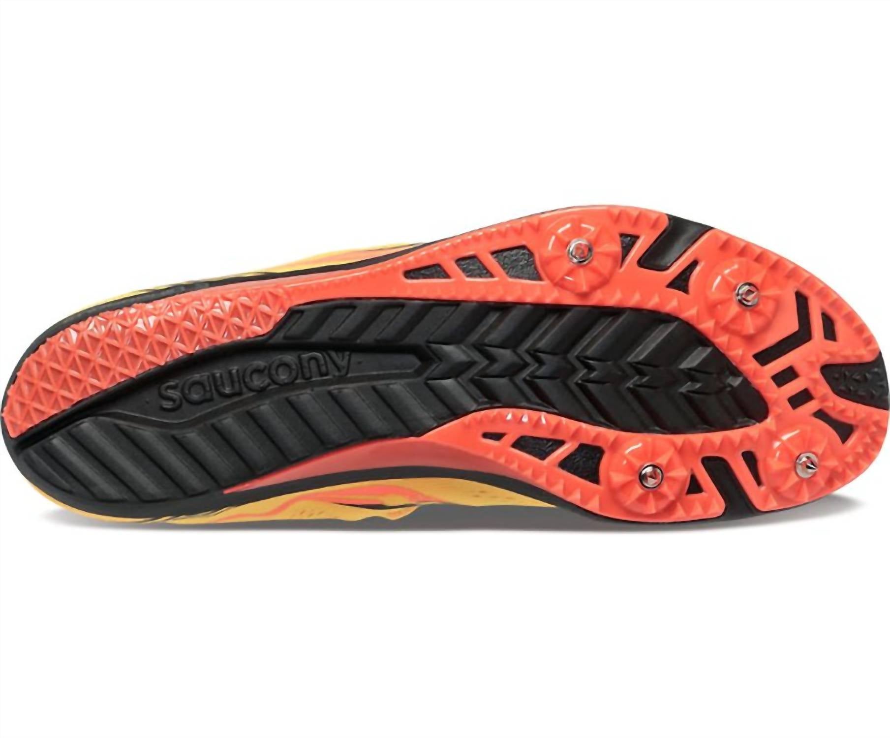 SAUCONY Women's Endorphin 3 Track Spike Shoe in 16 vizi gold vizi red - women's shoe - alternate view
