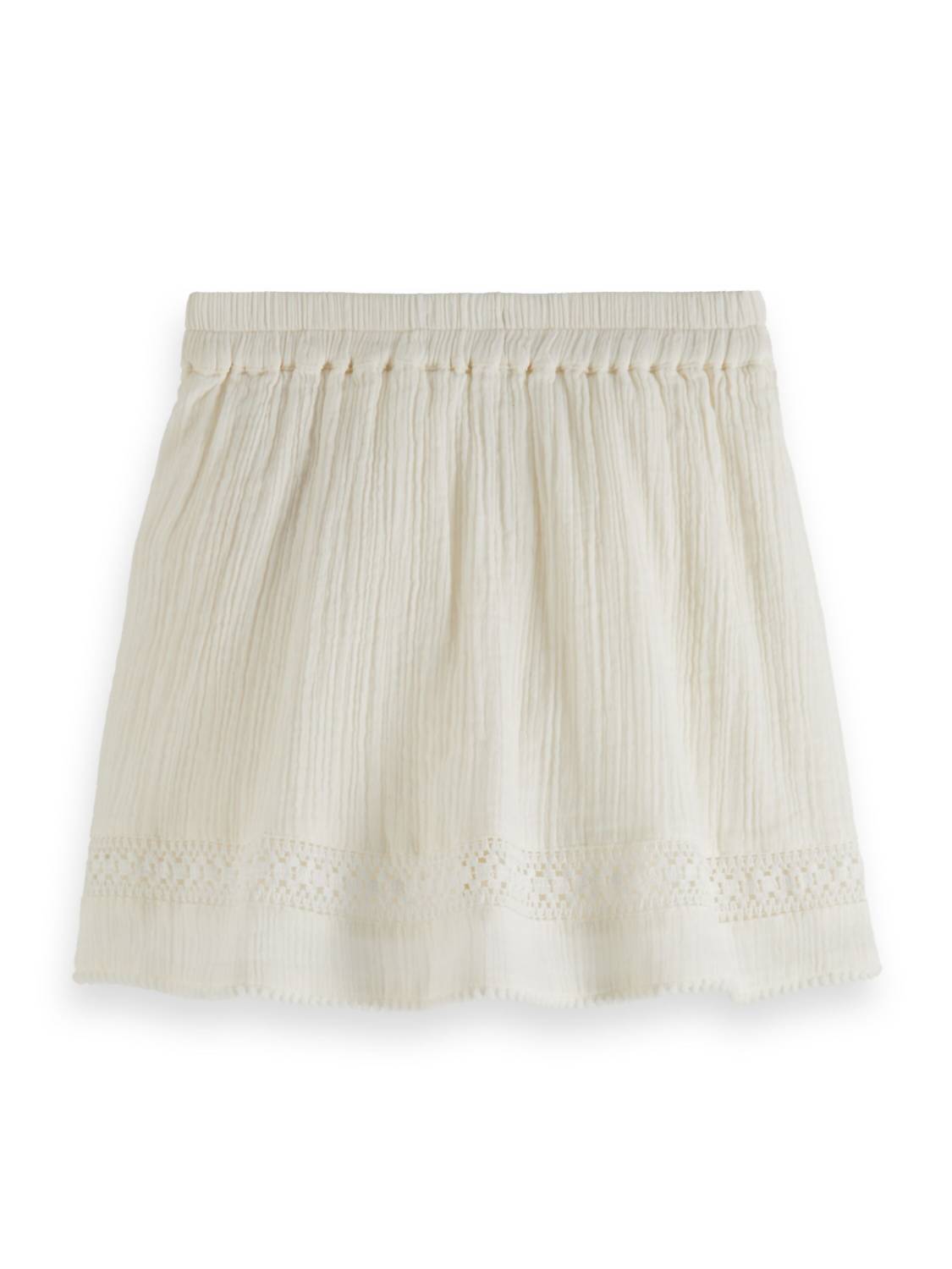 Scotch & Soda - Girl's Lace Detail Crinkle Cotton Mini Skirt