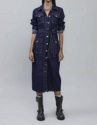 Bsl - Long Sleeve Denim Midi Dress