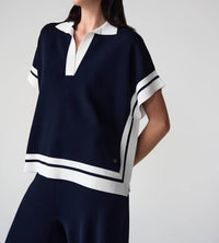 Joseph Ribkoff - COLLARED STRIPE TOP