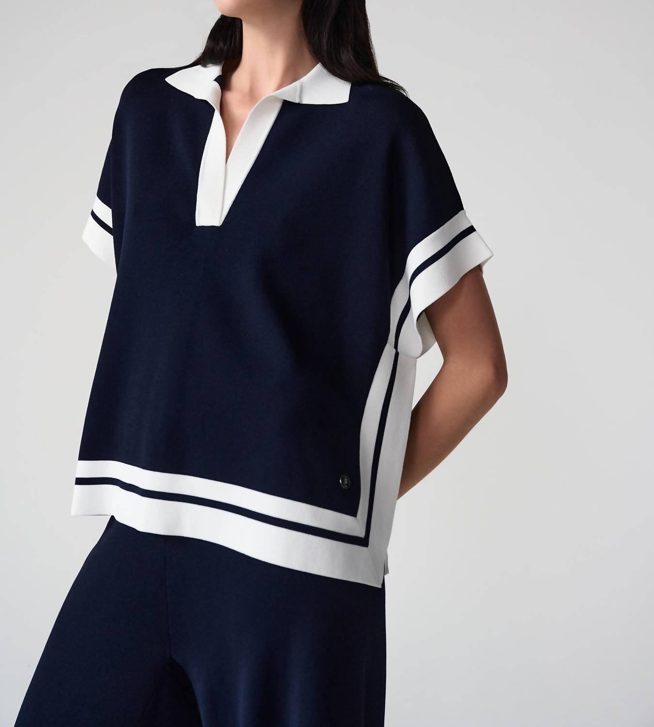 Joseph Ribkoff - COLLARED STRIPE TOP
