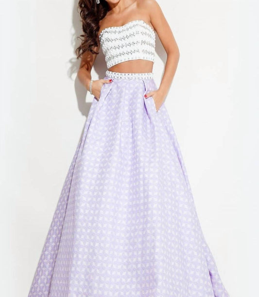 Rachel Allan - Textured Two-piece Strapless Prom Gown