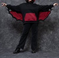 Steady Hands Bat Wing Hoodie in black red - women's top