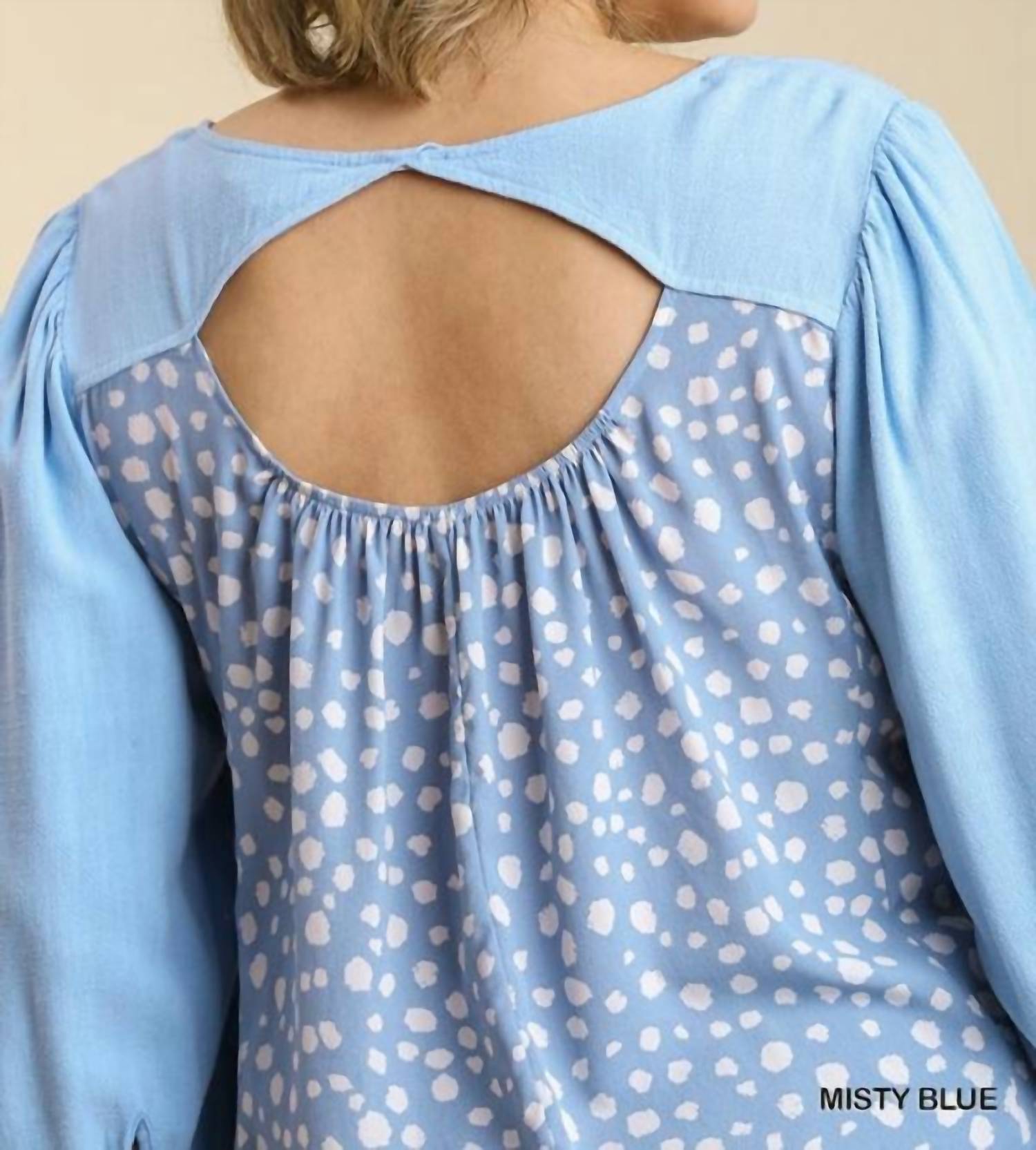 Frayed Ruffle Hem Animal Print Cut Out Back Top