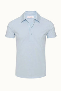 Orlebar Brown Sebastian Silk Polo Shirt in spring water blue - men's shirt - view 4