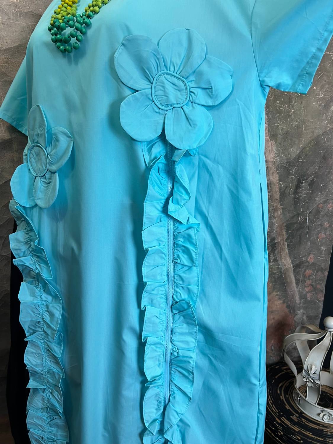 Vanite Couture - Women's Floral Applica Tunic With Slit