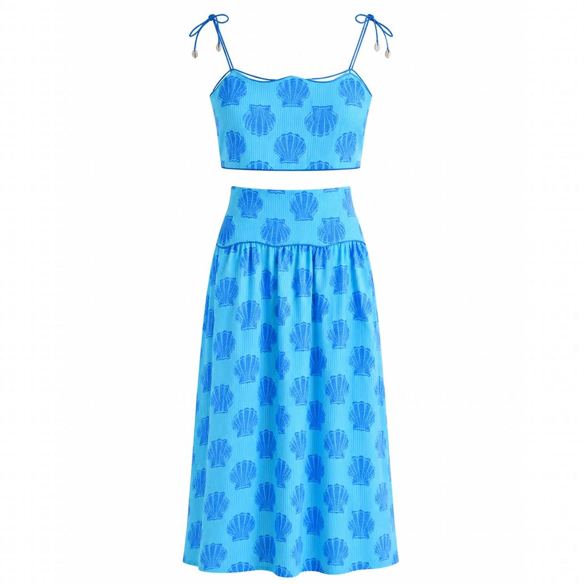 Saylor - Tashi Seashell Scarf Print Midi Skirt Set