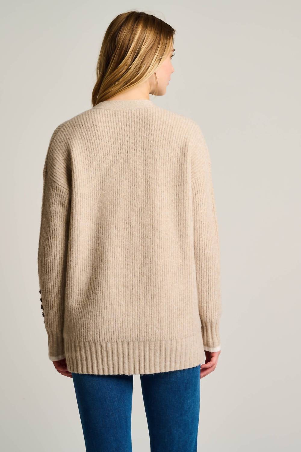 LISA TODD Shake It Up Wool Blend Cardigan in oatmeal - women's cardigan - alternate view