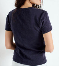 American Vintage Sonoma Short Sleeve Tee in navy blue - women's t-shirt - detail view