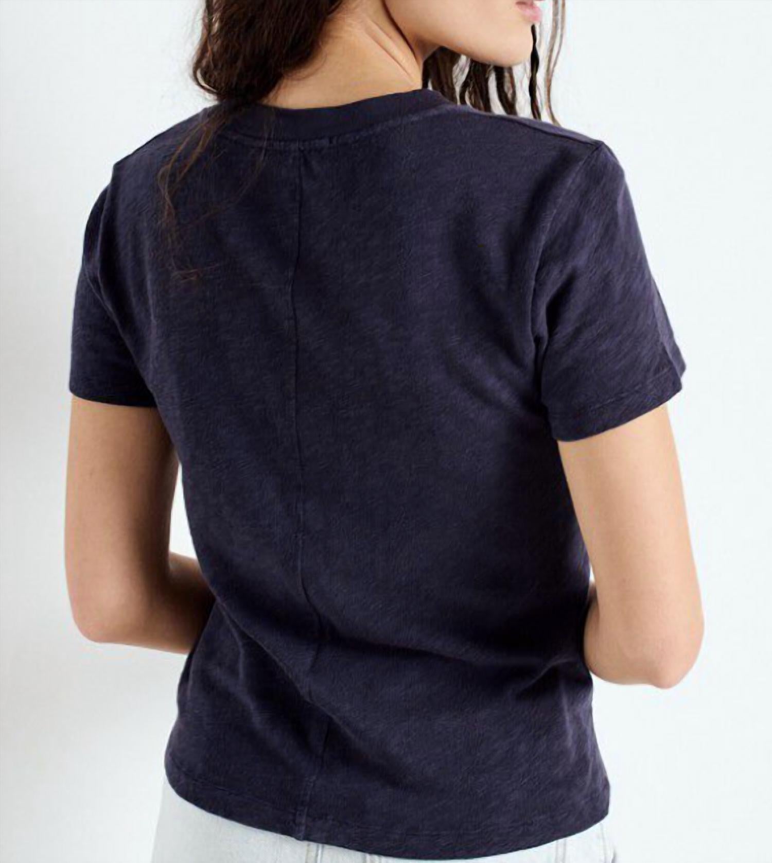 American Vintage Sonoma Short Sleeve Tee in navy blue - women's t-shirt - detail view