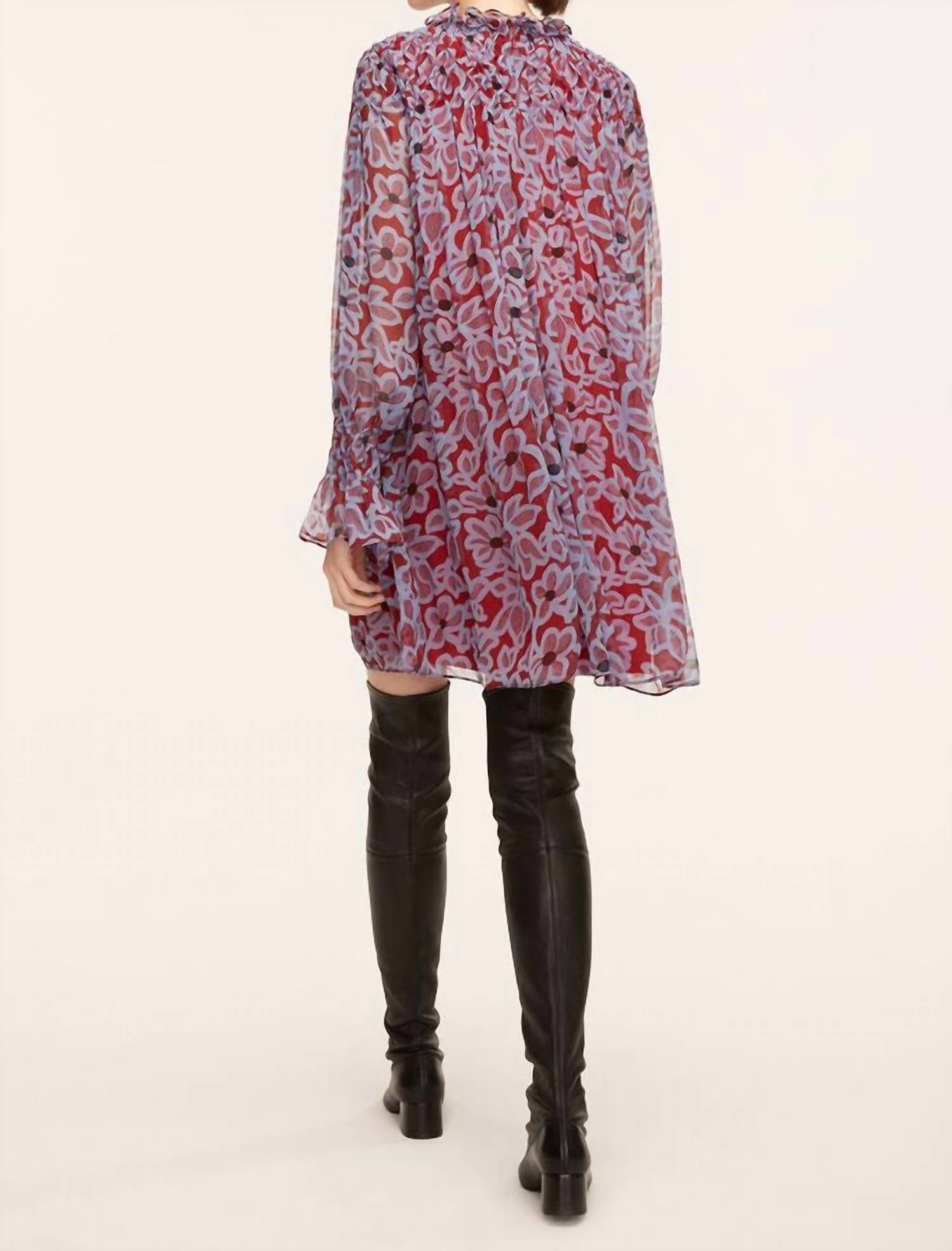 Vera Fleur Smocked Chiffon Dress