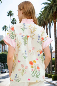 Entro - Zulie Floral Stripes Button-down Blouse