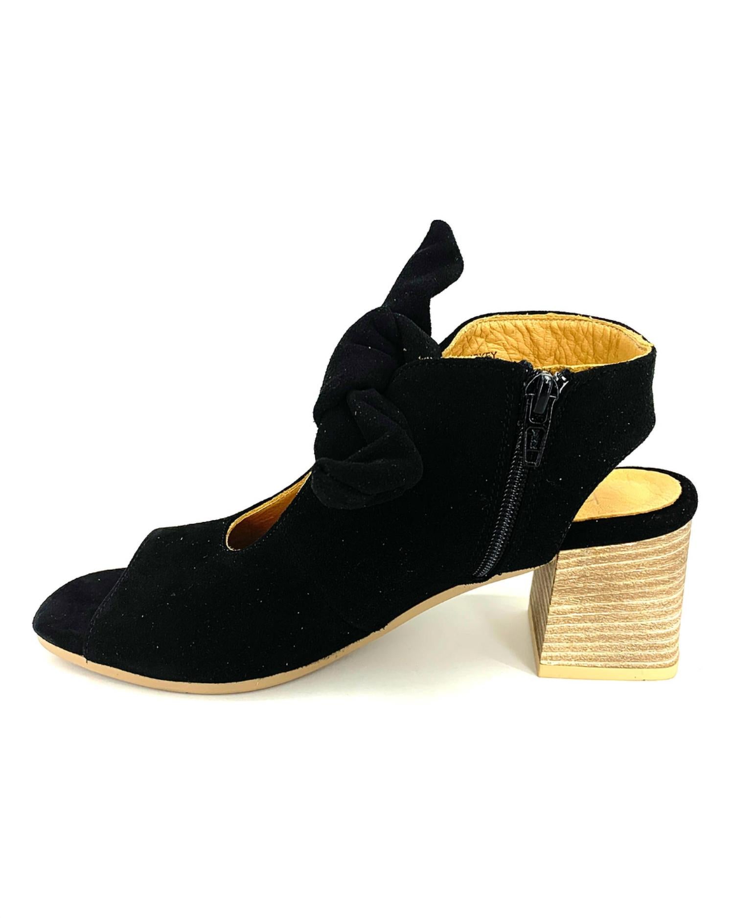 bueno Women's Ellie Sling-back Heel in black suede 1 - women's heels - detail view